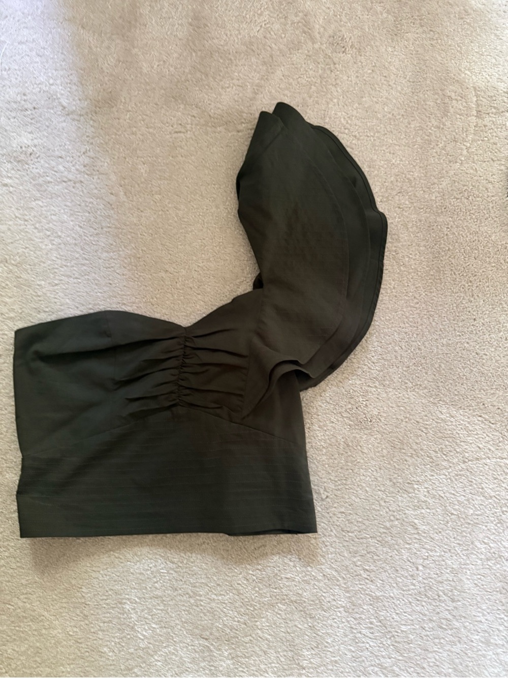 Express crafted olive green, one shoulder top size small